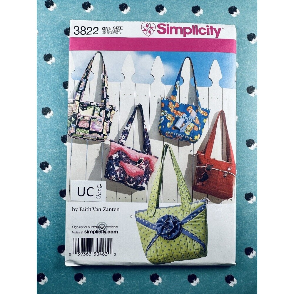 Sewing Pattern Simplicity 3822 Crafty Bags by Faith VanZanten Uncut 2002